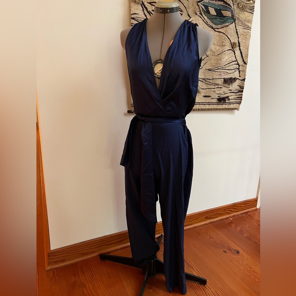 Ramy Brook navy silk jumpsuit romper